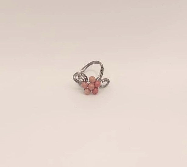 Anillo Único y Artesanal en flor - Rodonita