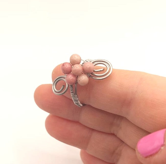 Anillo Único y Artesanal en flor - Rodonita