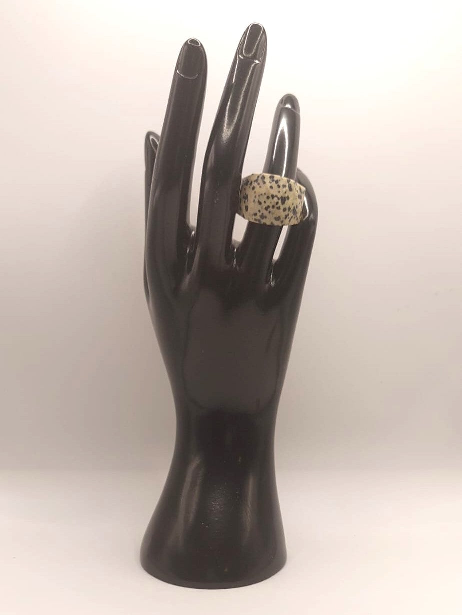 Anillo de acero inoxidable - Jaspe Dálmata