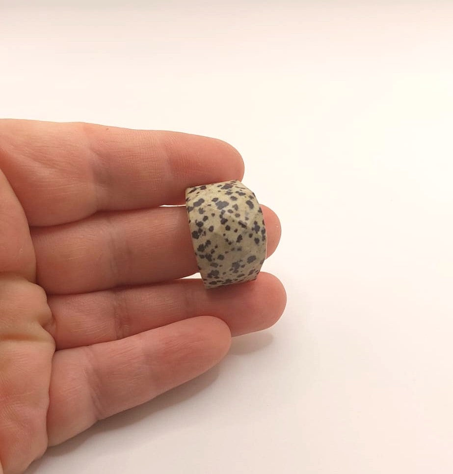 Anillo de acero inoxidable - Jaspe Dálmata