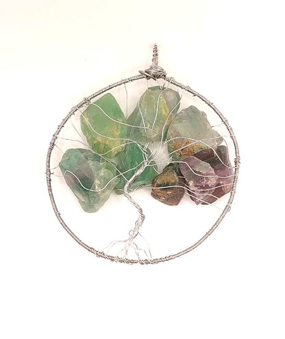 Colgante Único y Artesanal - Fluorita y Árbol de la Vida