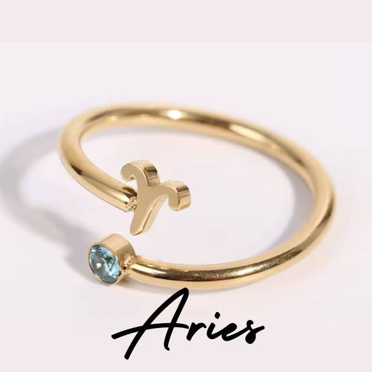 Anillo Zodiaco - Símbolo y Zirconita - ARIES
