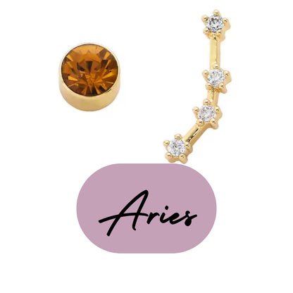 Pendientes Dorados del Zodiaco Constelación y Cristal