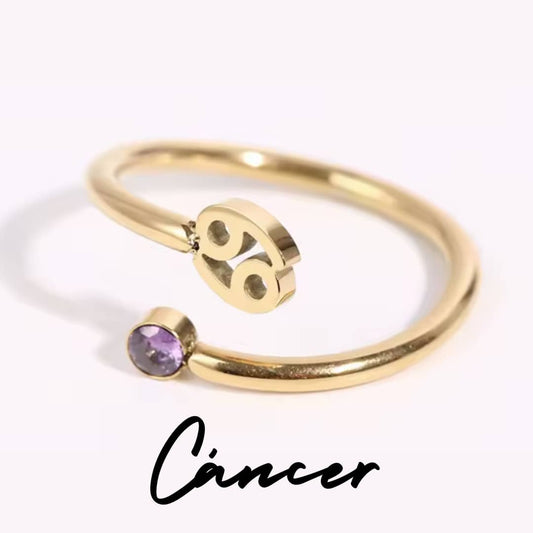 Anillo Zodiaco - Símbolo y Zirconita - CÁNCER