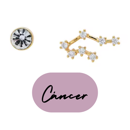 Pendientes Dorados del Zodiaco Constelación y Cristal