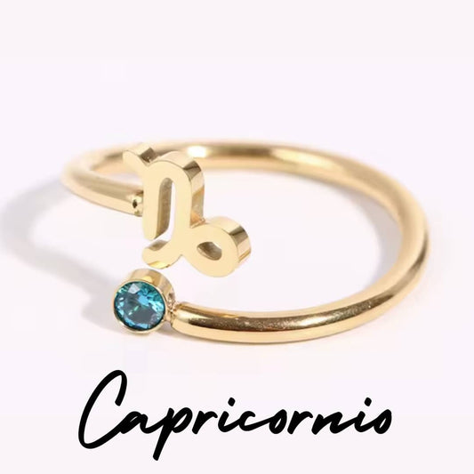 Anillo Zodiaco - Símbolo y Zirconita - CAPRICORNIO