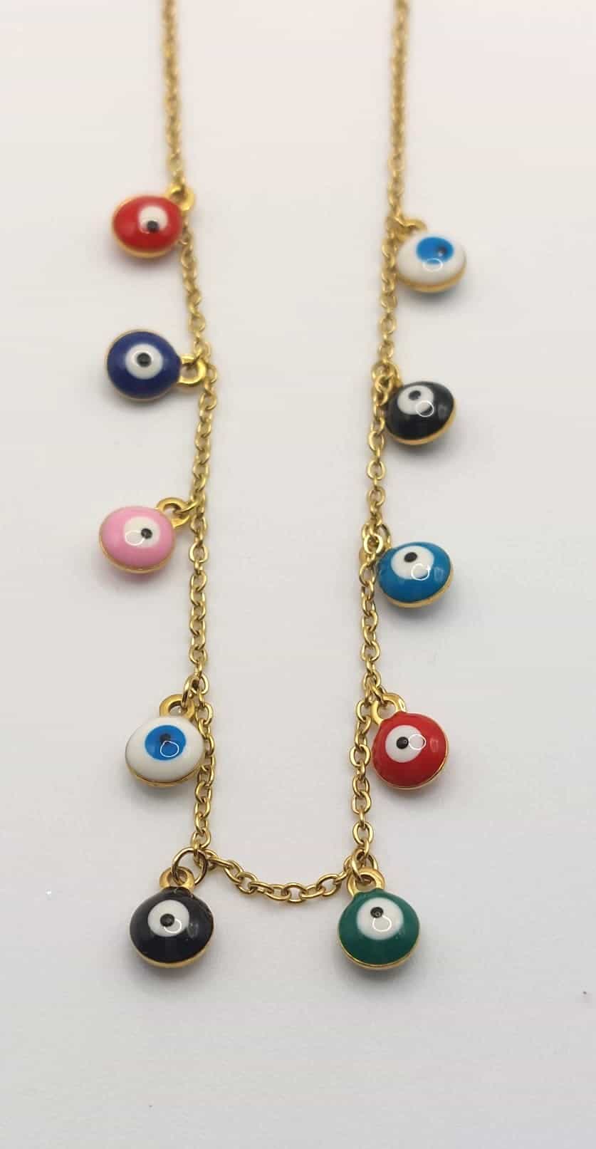 Collar Ojo Turco - De colores dorado