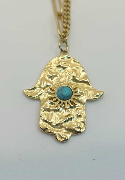 Collar Mano de Fátima - Turquesa