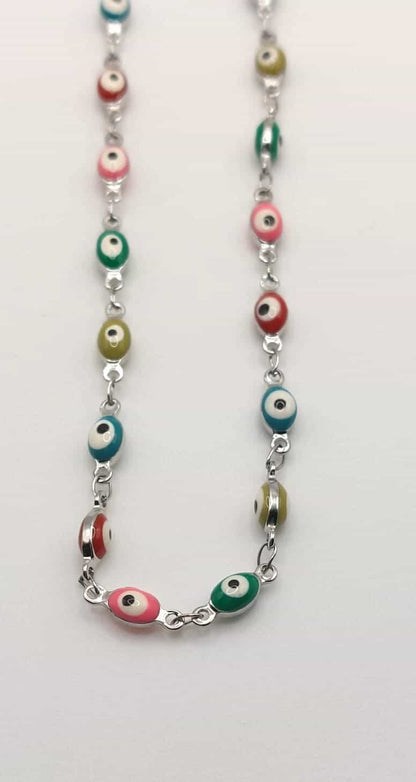Collar Ojo Turco - De colores plateado
