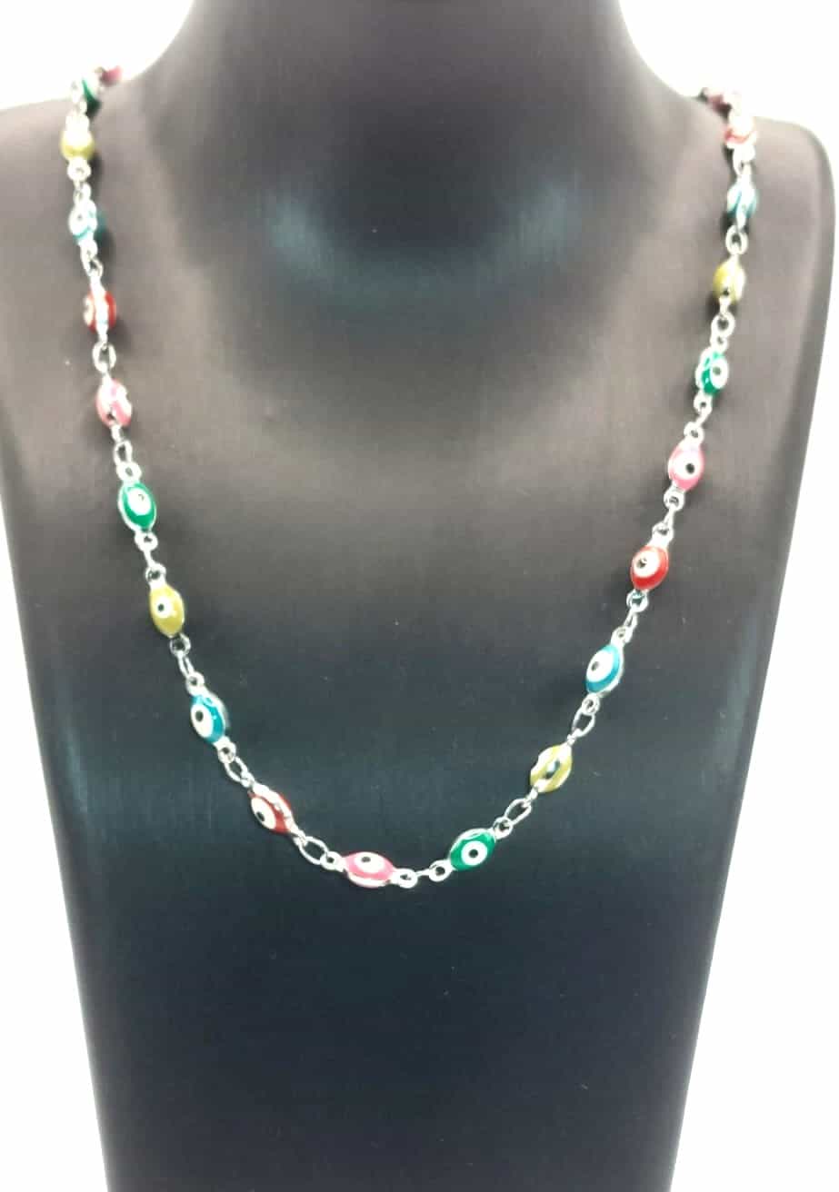Collar Ojo Turco - De colores plateado