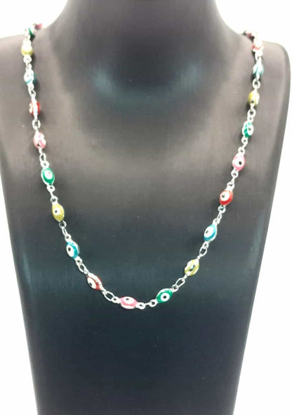 Collar Ojo Turco - De colores plateado