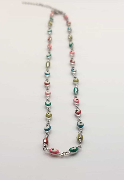 Collar Ojo Turco - De colores plateado