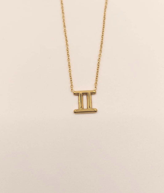 Collar Zodiaco - Símbolo Dorado - GÉMINIS
