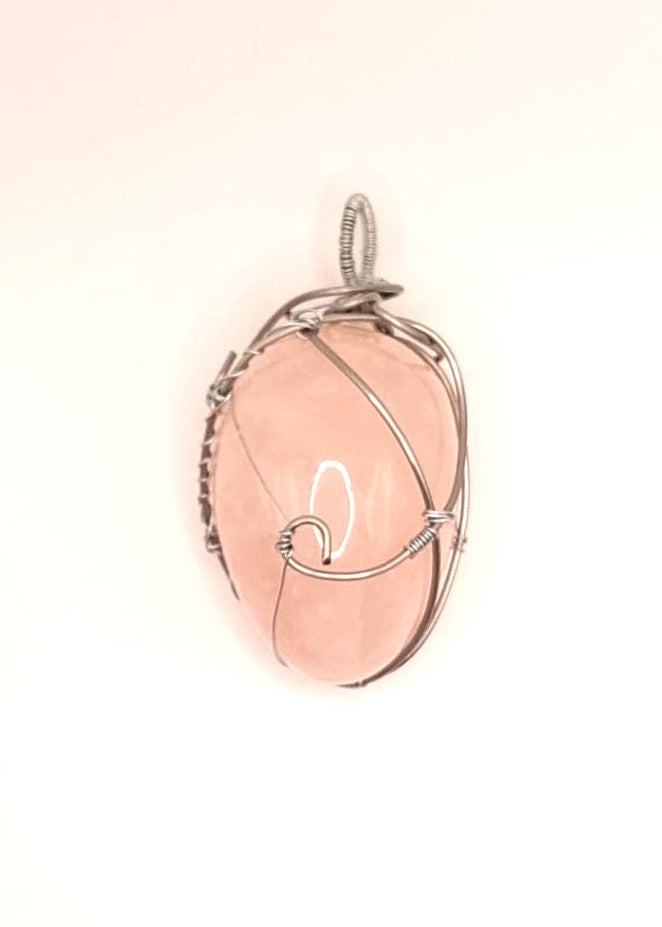 Colgante Único y Artesanal Huevo - Cuarzo Rosa