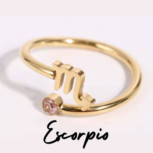 Anillo Zodiaco - Símbolo y Zirconita - ESCORPIO