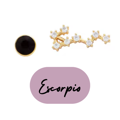 Pendientes Dorados del Zodiaco Constelación y Cristal