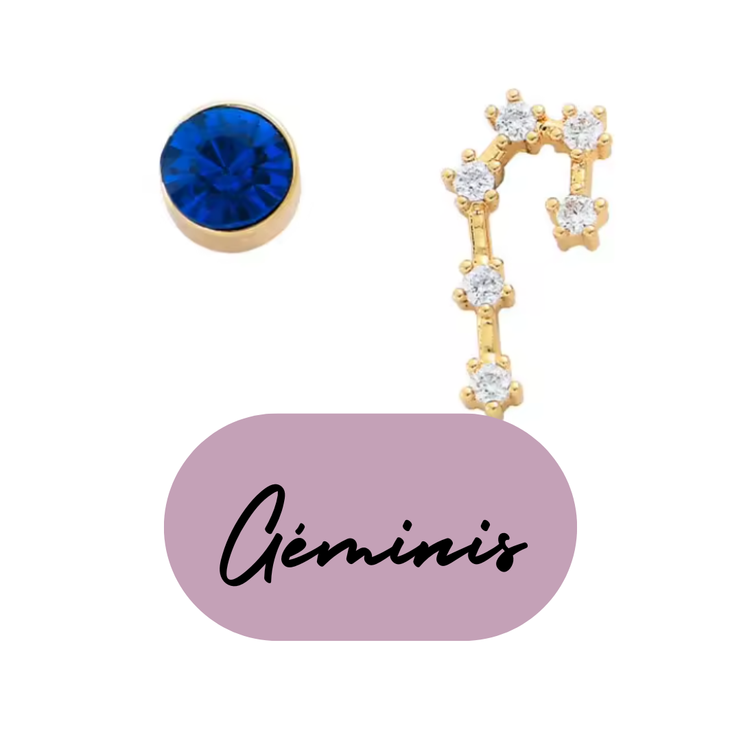 Pendientes Dorados del Zodiaco Constelación y Cristal
