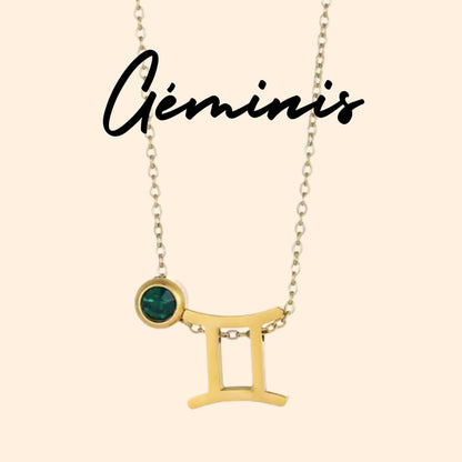 Collar Zodiaco - Símbolo y Circonita - GÉMINIS