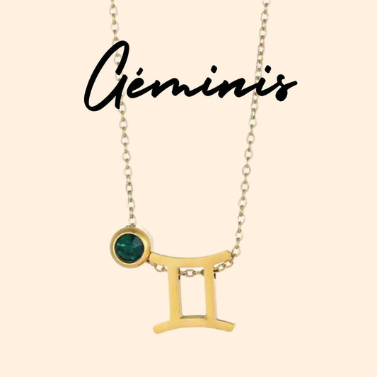 Collar Zodiaco - Símbolo y Circonita - GÉMINIS