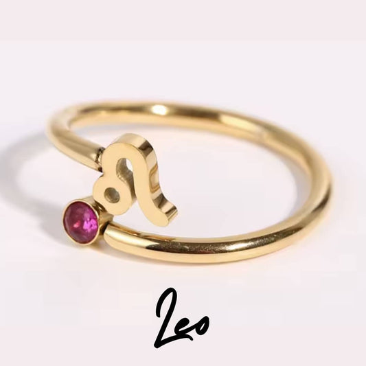 Anillo Zodiaco - Símbolo y Zirconita - LEO
