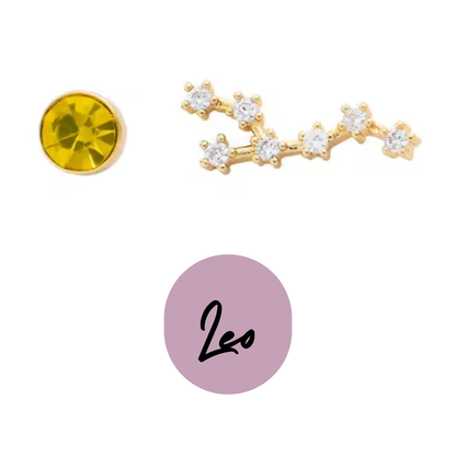 Pendientes Dorados del Zodiaco Constelación y Cristal
