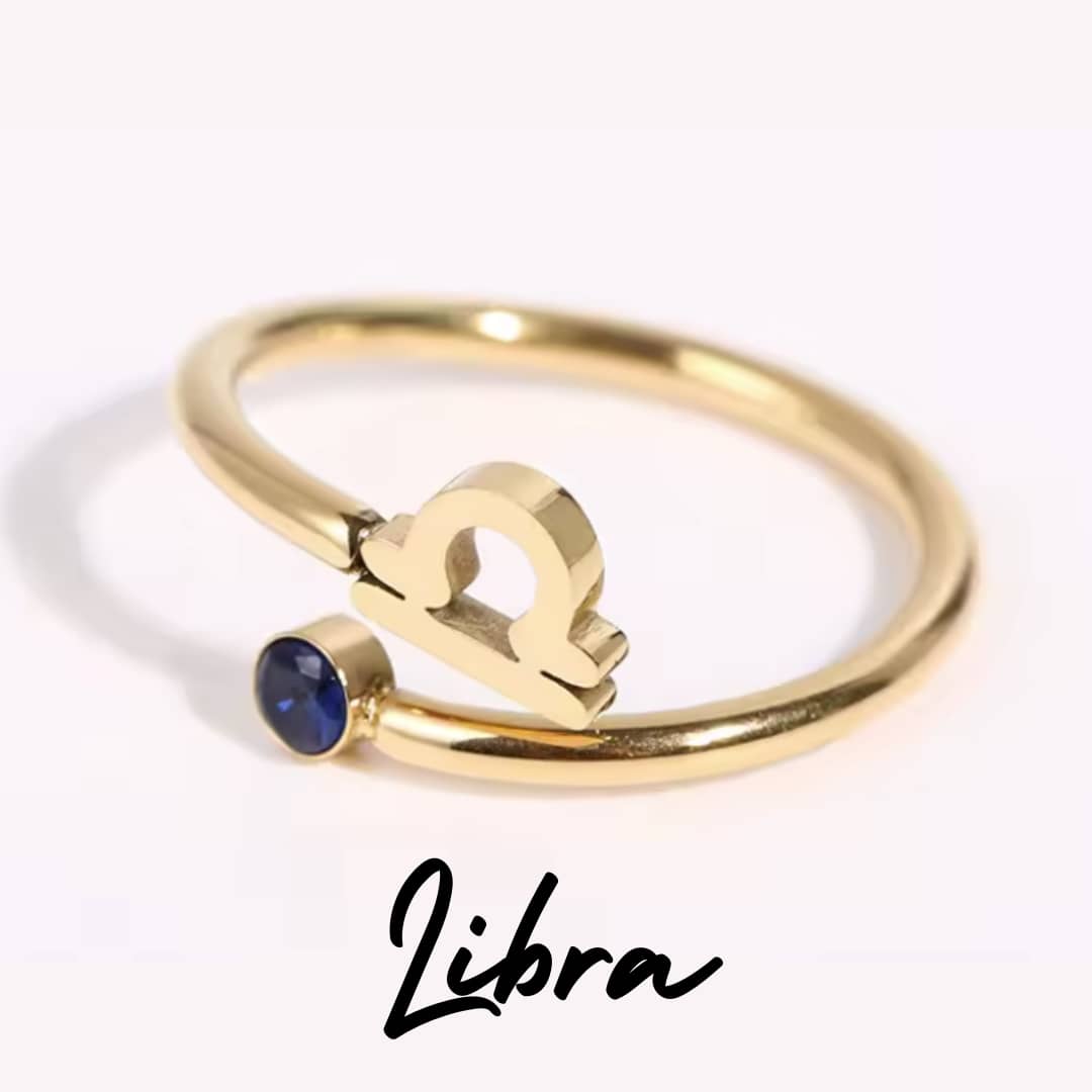 Anillo Zodiaco - Símbolo y Zirconita - LIBRA