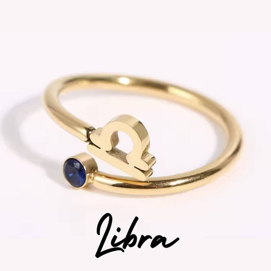 Anillo Zodiaco - Símbolo y Zirconita - LIBRA