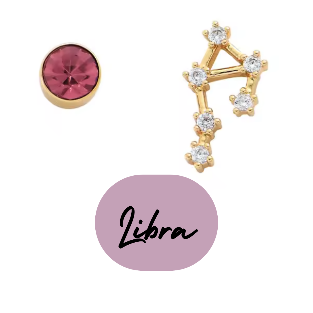 Pendientes Dorados del Zodiaco Constelación y Cristal