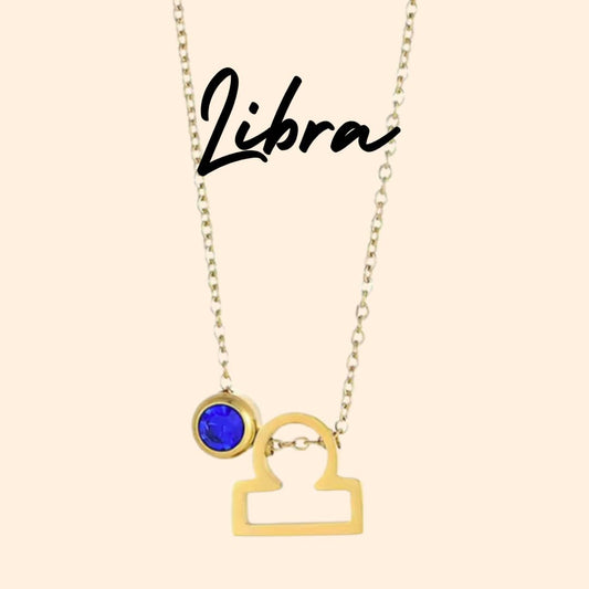 Collar Zodiaco - Símbolo y Circonita - LIBRA