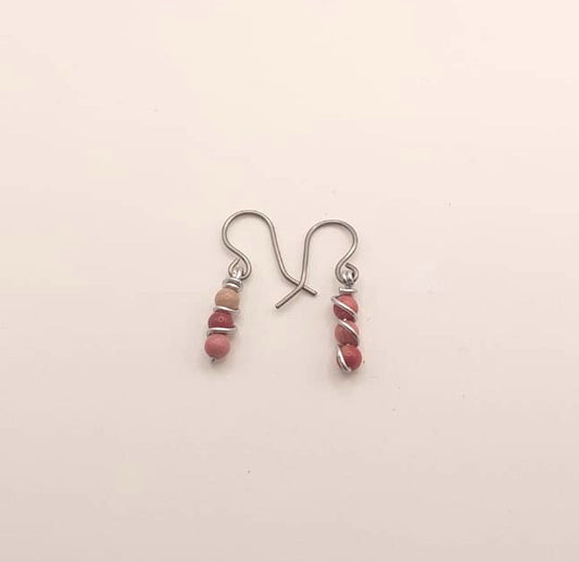 Pendientes Únicos y Artesanales largos - Rodonita