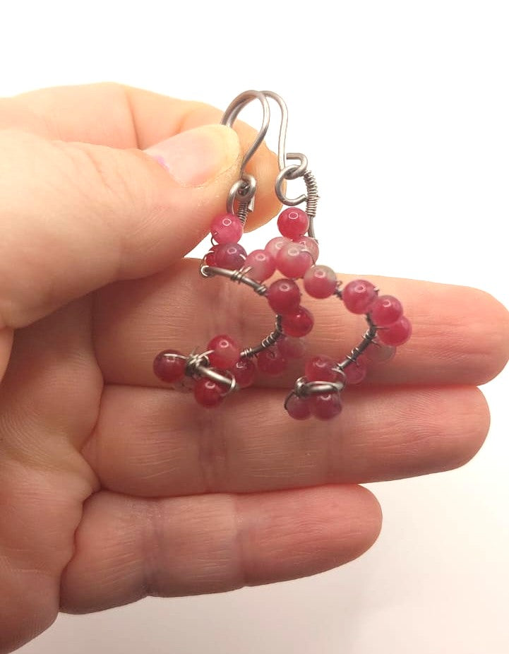 Pendientes Únicos y Artesanales Espiral - Jade Sandía