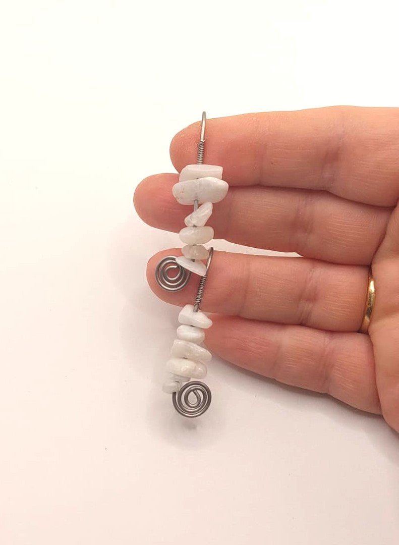 Pendientes Únicos y Artesanales fijos - Piedra Lunar