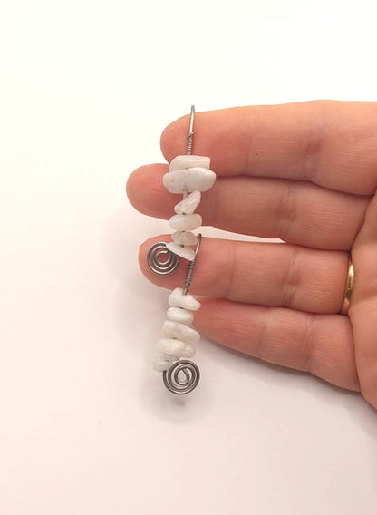 Pendientes Únicos y Artesanales fijos - Piedra Lunar