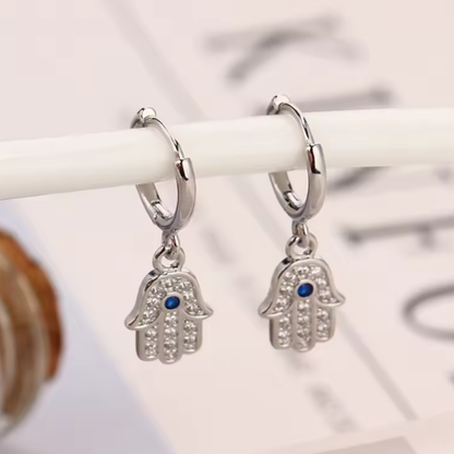 Pendientes de Acero Inoxidable con Mano de Fátima