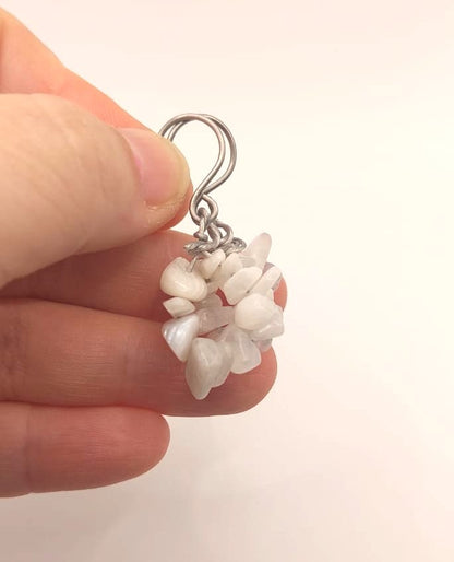 Pendientes Únicos y Artesanales aro - Piedra Lunar