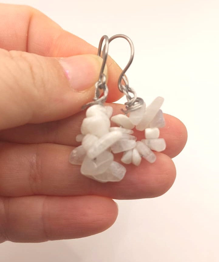 Pendientes Únicos y Artesanales aro - Piedra Lunar