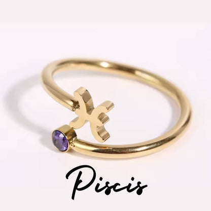 Anillo Zodiaco - Símbolo y Zirconita - PISCIS