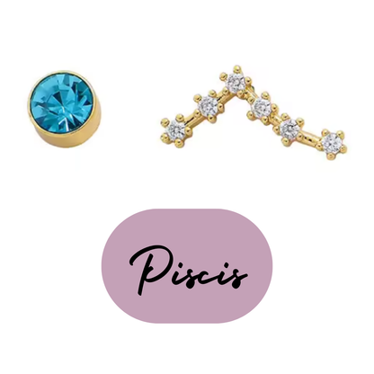 Pendientes Dorados del Zodiaco Constelación y Cristal