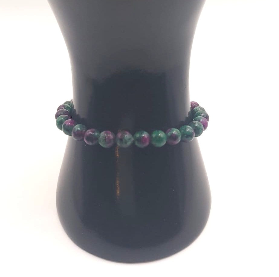 Pulsera Cuentas - Piedras Naturales - Rubí Zoisita