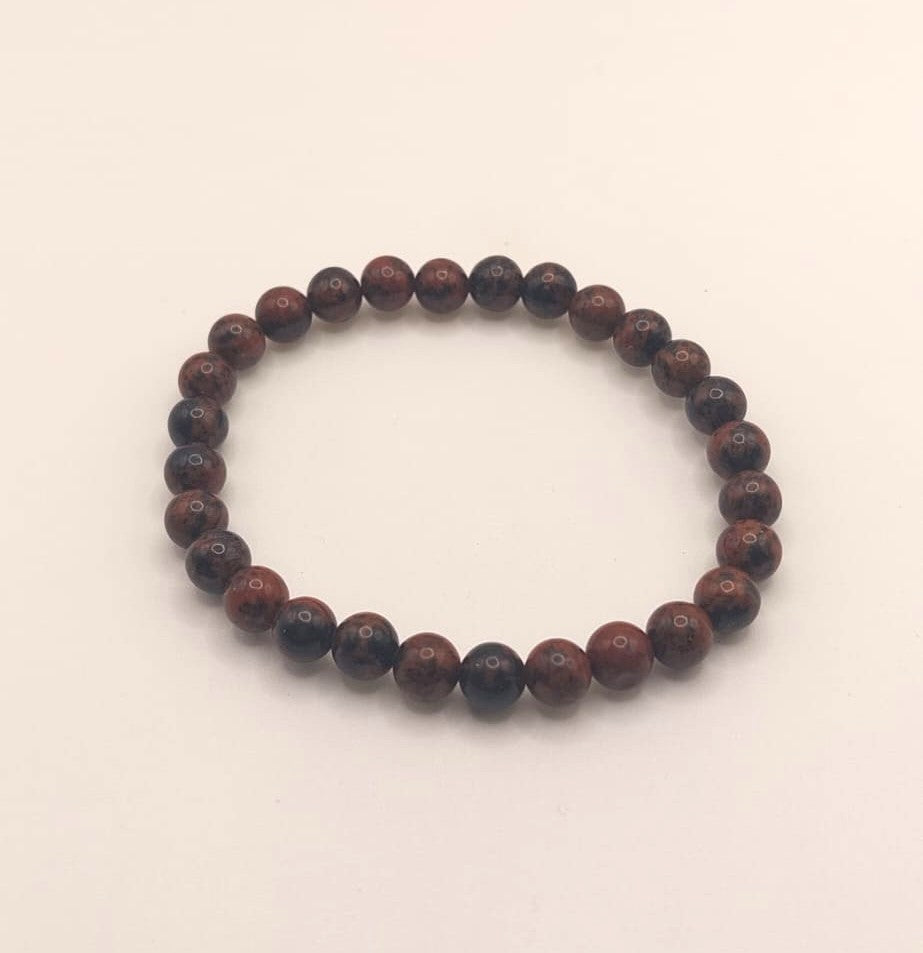 Pulsera Cuentas - Piedras Naturales - Obsidiana Caoba