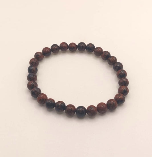 Pulsera Cuentas - Piedras Naturales - Obsidiana Caoba