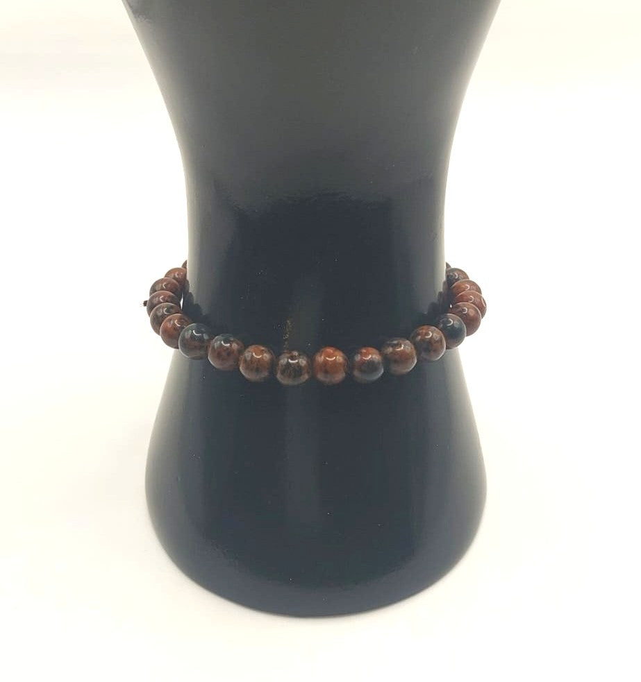 Pulsera Cuentas - Piedras Naturales - Obsidiana Caoba