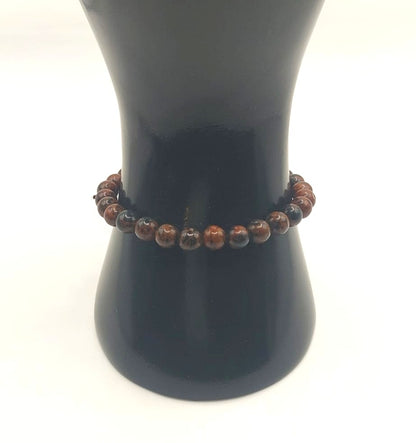 Pulsera Cuentas - Piedras Naturales - Obsidiana Caoba