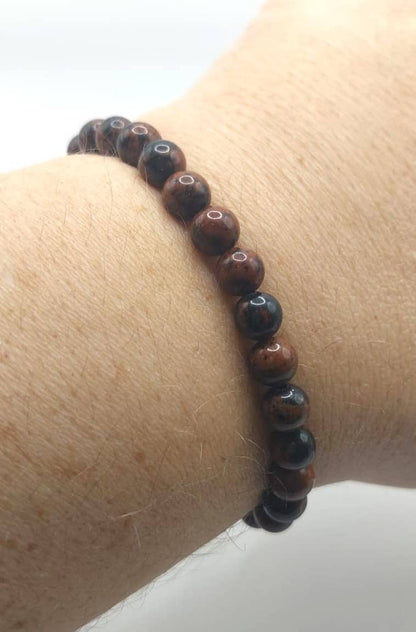 Pulsera Cuentas - Piedras Naturales - Obsidiana Caoba