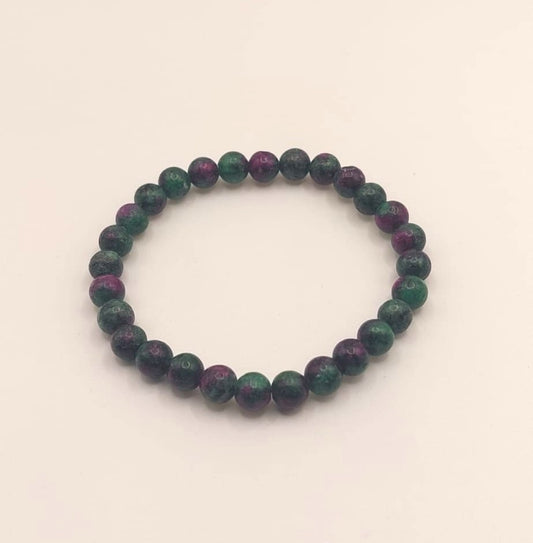Pulsera Cuentas - Piedras Naturales - Rubí Zoisita