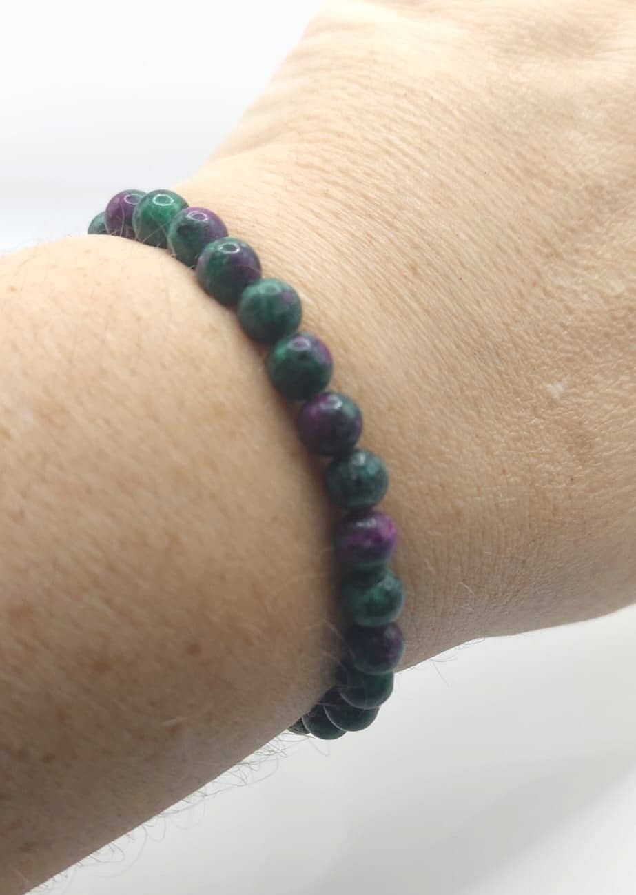 Pulsera Cuentas - Piedras Naturales - Rubí Zoisita