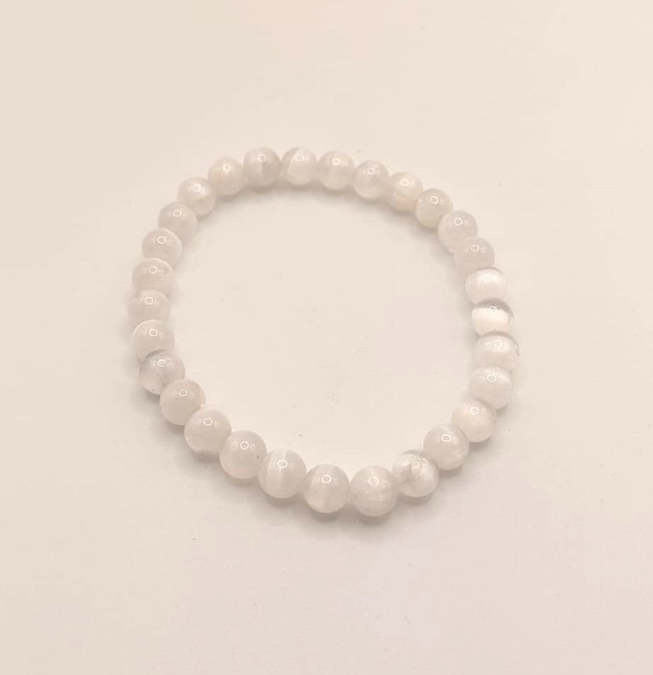 Pulsera Cuentas - Piedras Naturales - Selenita