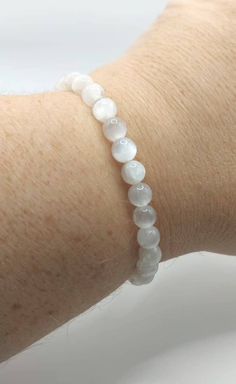 Pulsera Cuentas - Piedras Naturales - Selenita