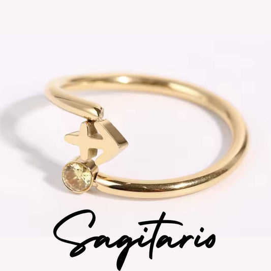 Anillo Zodiaco - Símbolo y Zirconita - SAGITARIO