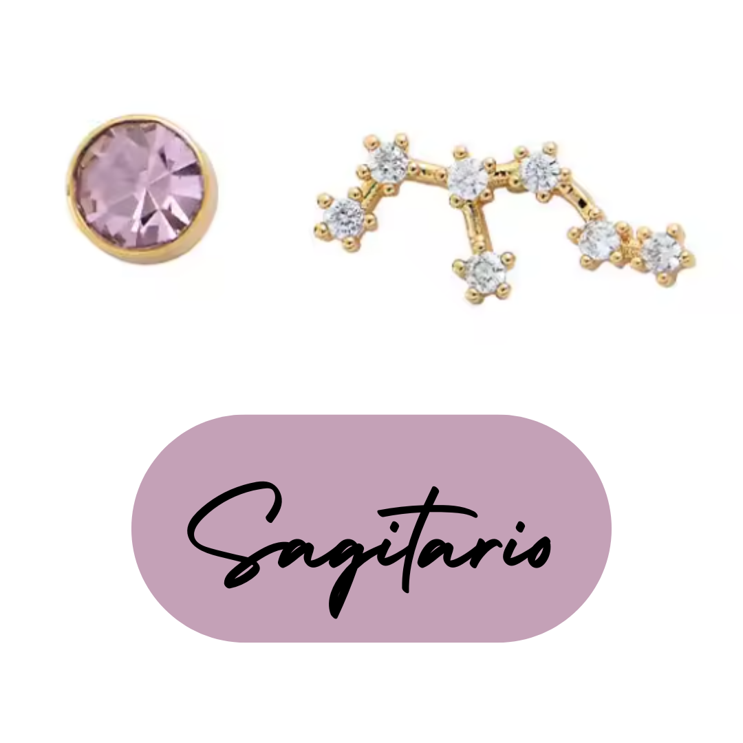 Pendientes Dorados del Zodiaco Constelación y Cristal